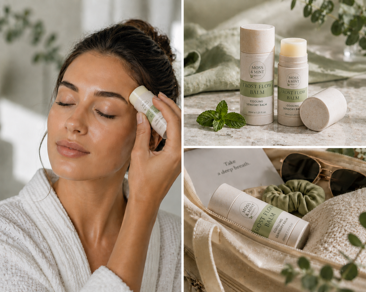 Frost Flow Balm cooling sensory balm — application, product tubes and travel ritual